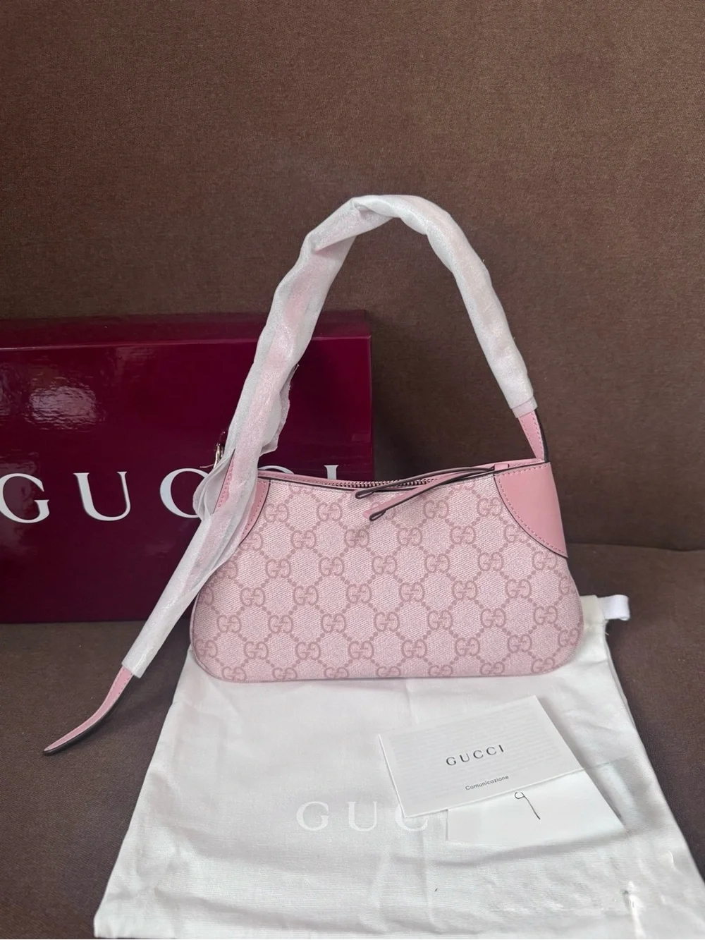 New! Gucci Light Pink Monogram Shoulder Bag